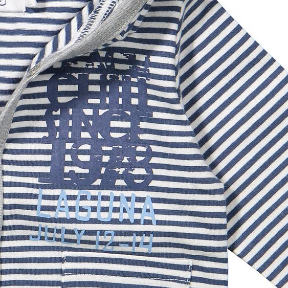 Dirkje 3-tlg. Set Langarmshirt + Hose + Jacke - Beach Streifen Blau Weiß Grau - Gr. 56