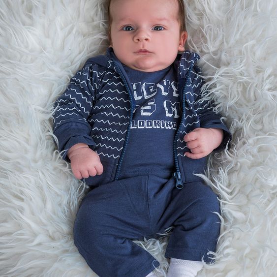 Dirkje 3-tlg. Set Langarmshirt + Hose + Jacke - Hey! It's Me Navy - Gr. 62