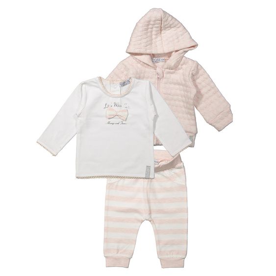 Dirkje 3-tlg. Set Langarmshirt + Hose + Jacke - Little Miss Cutie Rosa Weiß - Gr. 56