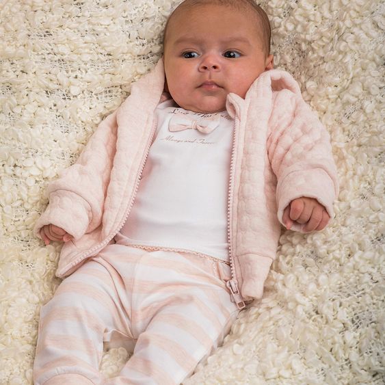 Dirkje 3-tlg. Set Langarmshirt + Hose + Jacke - Little Miss Cutie Rosa Weiß - Gr. 56