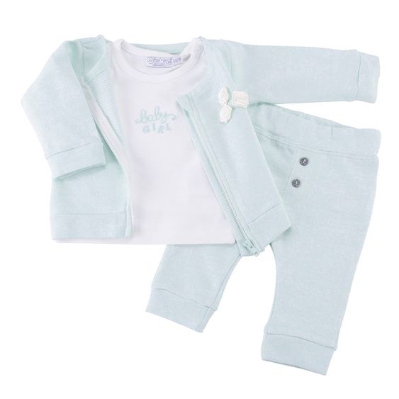 Dirkje 3-tlg. Set Langarmshirt + Hose + Jacke - Mint Offwhite - Gr. 56