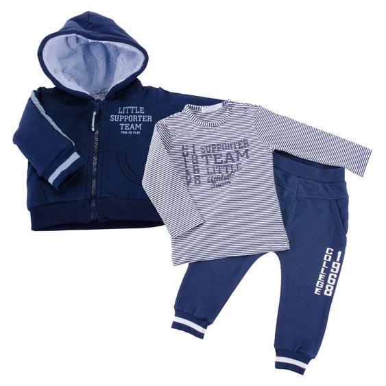 Dirkje 3-tlg. Set Langarmshirt + Hose + Jacke - Streifen Navy Offwhite - Gr. 56