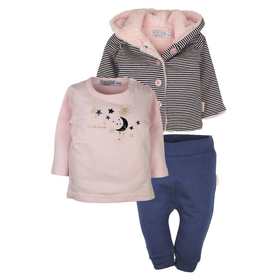 Dirkje Set 3 pezzi camicia a maniche lunghe + pantaloni + giacca - righe rosa navy - taglia 56
