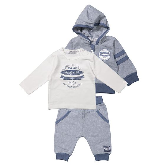 Dirkje 3-tlg. Set Langarmshirt + Hose + Jacke - Waveriders Blau Weiß - Gr. 56