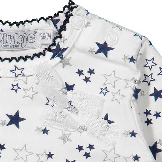 Dirkje 3-tlg. Set Langarmshirt + Hose + Mütze - Sterne Weiß Blau - Gr. 56