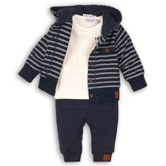 Dirkje 3 tlg. Set Shirt + Hose + Jacke Hello little Boy - Steifen Navy - Gr. 56