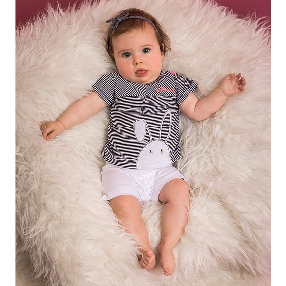Dirkje 3 tlg. Set Shirt + Short + Stirnband - Hello Bunny - Gr. 56