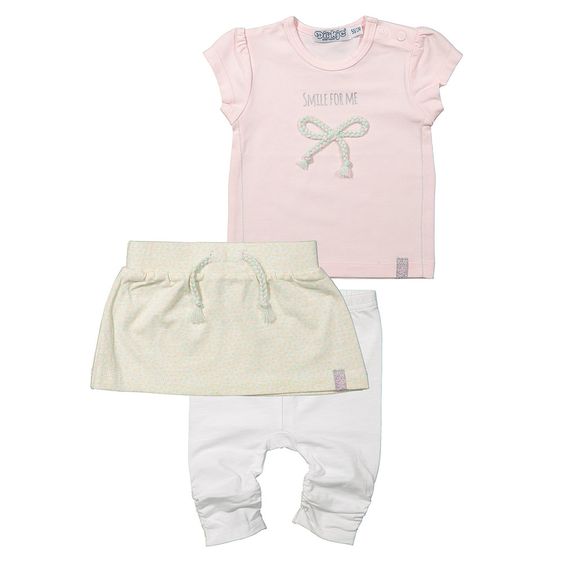 Dirkje 3-tlg. Set T-Shirt + Rock + Leggings - Smile For Me Rosa Weiß - Gr. 62