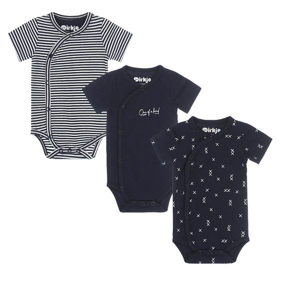 Dirkje 3er Pack Wickelbodys Kurzarm - Boys Blau - Gr. 50/56