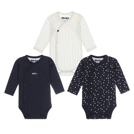 Dirkje 3er Pack Wickelbodys Langarm - Girls Blau - Gr. 50/56