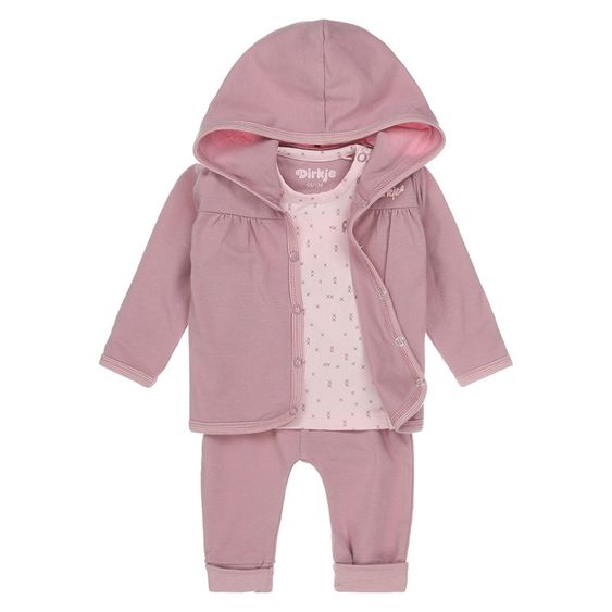 Dirkje 3tlg. Set Jacke & Shirt & Hose - Girls Rosa - Gr. 56