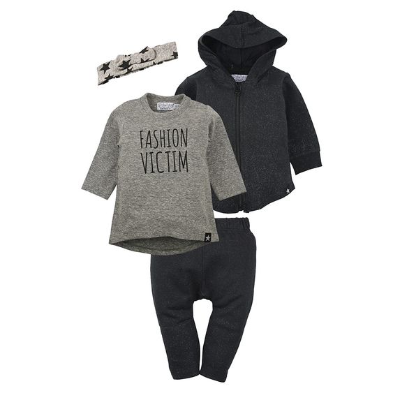 Dirkje 4-tlg. Geschenkset - Fashion Victim Schwarz Grau Melange - Gr. 56