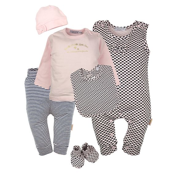 Dirkje 5-tlg. Geschenkset - Herzen Rosa Navy - Gr. 56