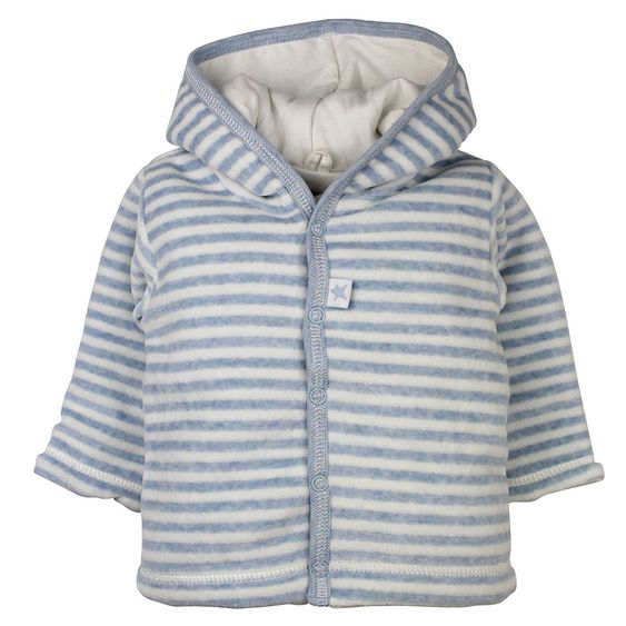 Dirkje Kapuzenjacke - Streifen Hellblau Melange - Gr. 68