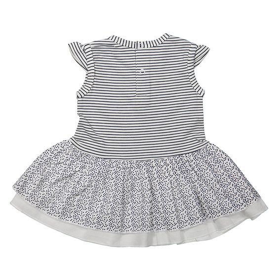 Dirkje Kleid Reh - Streifen Punkte Weiß Blau - Gr. 62