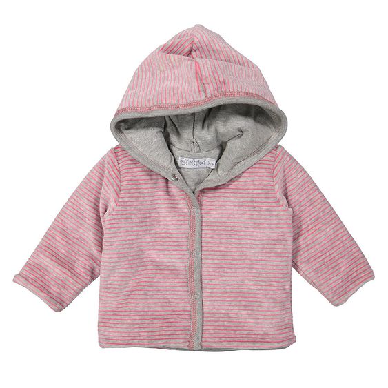 Dirkje Nicki-Jacke  wattiert - Streifen Hellgrau Melange Pink - Gr. 50