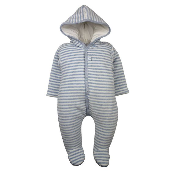 Dirkje Overall mit Kapuze - Streifen Hellblau Melange - Gr. 50
