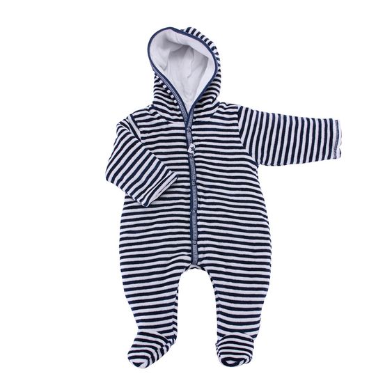 Dirkje Overall mit Kapuze - Streifen Navy Melange - Gr. 50