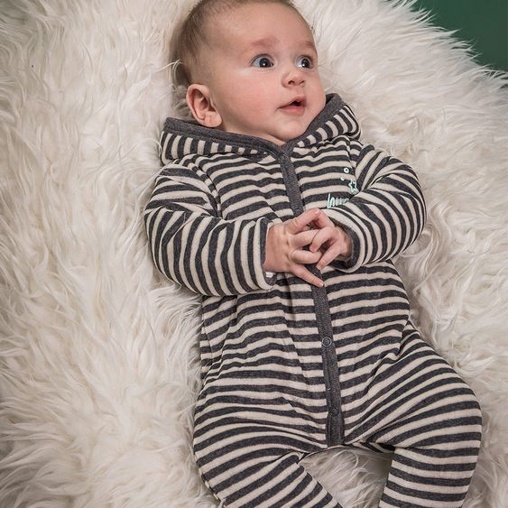 Dirkje Overall Nicki wattiert Hug Me - Ringel Grau Offwhite - Gr. 50