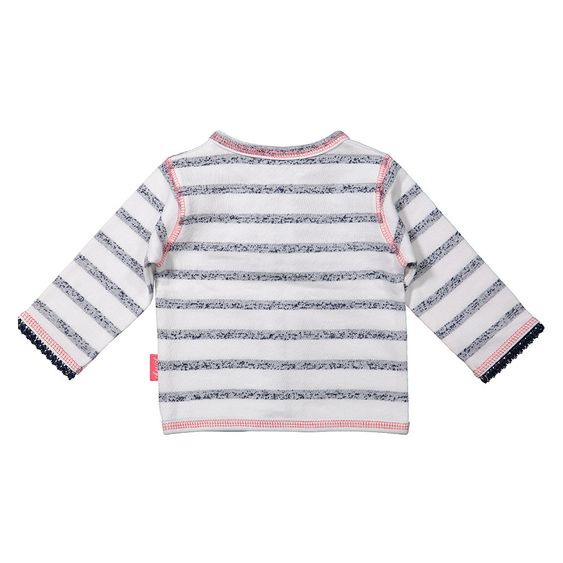 Dirkje Strickjacke mit Schleife - Streifen Navy Melange Weiß Rosa - Gr. 56