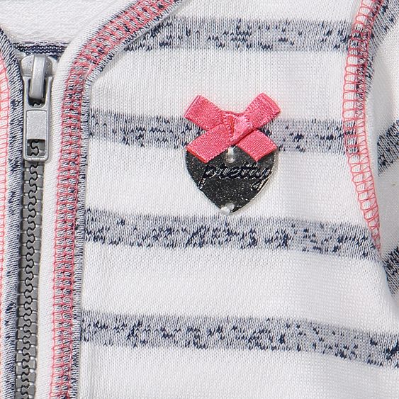Dirkje Strickjacke mit Schleife - Streifen Navy Melange Weiß Rosa - Gr. 56