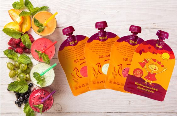 Divata 4er Pack - Quetschies - wiederverwendbare Quetschbeutel - 100ml