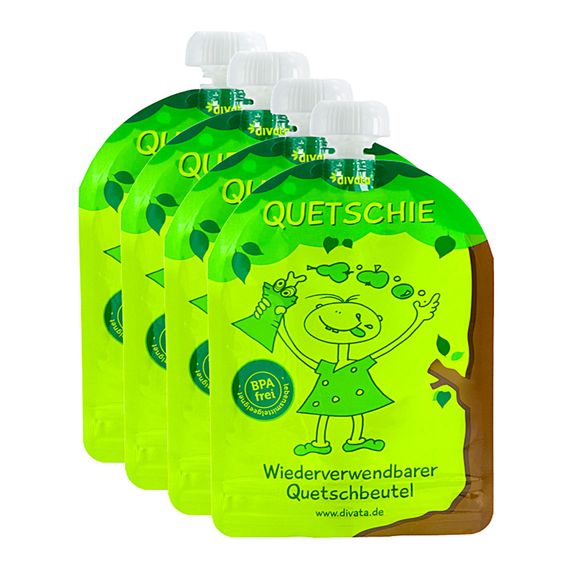 Divata 4er Pack - Quetschies - wiederverwendbare Quetschbeutel - 170ml