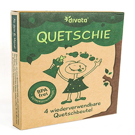 Divata 4er Pack - Quetschies - wiederverwendbare Quetschbeutel - 170ml