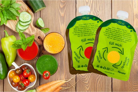 Divata 4er Pack - Quetschies - wiederverwendbare Quetschbeutel - 170ml