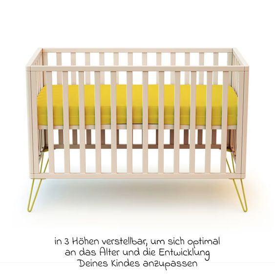 Diverse Marken JURABABY Babybett ONLY 60x120 - Bohème - Weiß Gelb