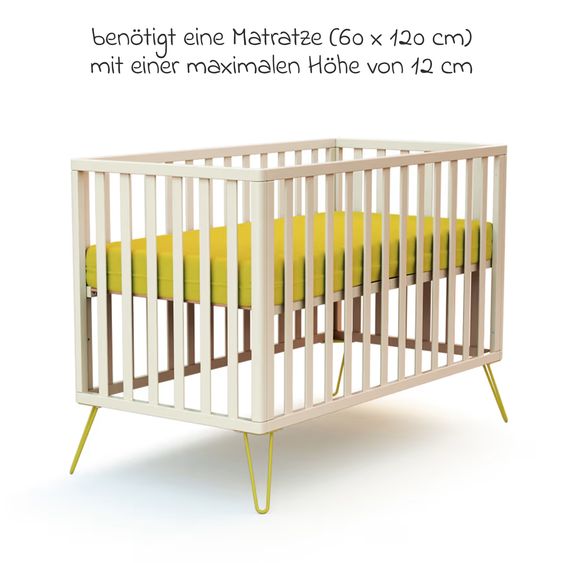 Diverse Marken JURABABY Babybett ONLY 60x120 - Bohème - Weiß Gelb