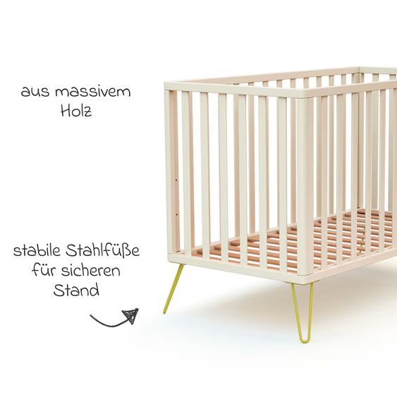 Diverse Marken JURABABY Babybett ONLY 60x120 - Bohème - Weiß Gelb