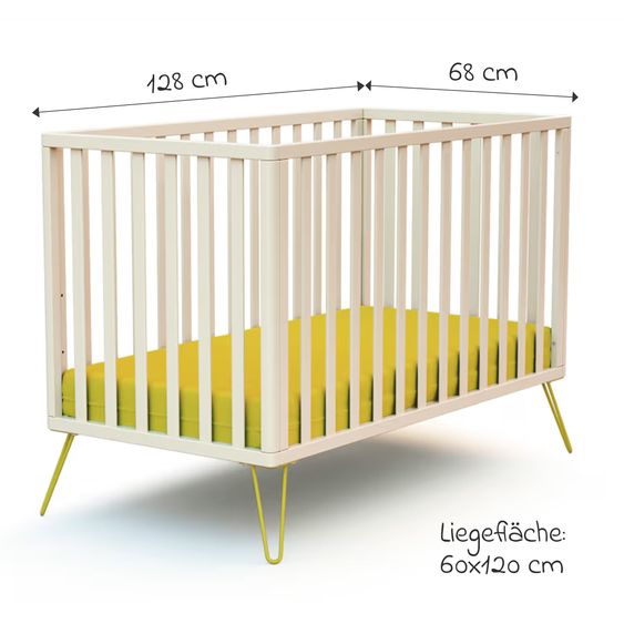 Diverse Marken JURABABY Babybett ONLY 60x120 - Bohème - Weiß Gelb