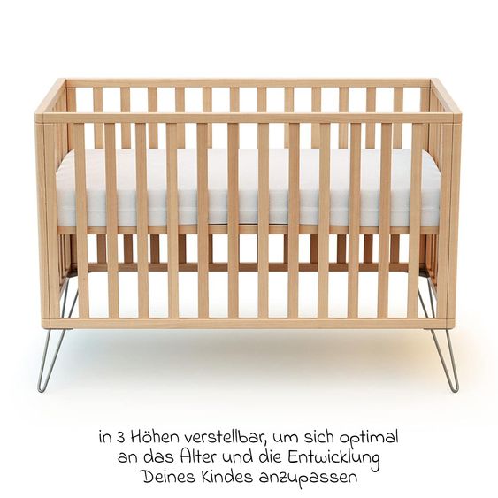 Diverse Marken JURABABY baby crib ONLY 60x120 Scandicraft - beech - natural