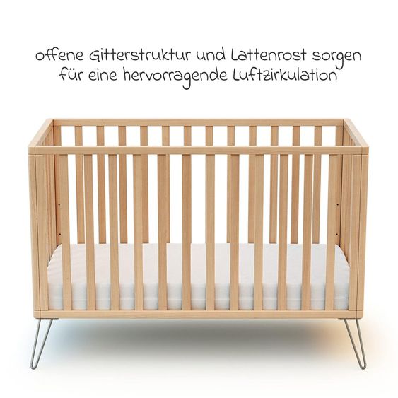 Diverse Marken JURABABY baby crib ONLY 60x120 Scandicraft - beech - natural