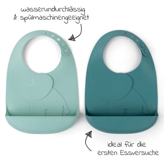 Done by Deer 2 pcs silicone bib set - Pekaboo - Elphee - Construction
