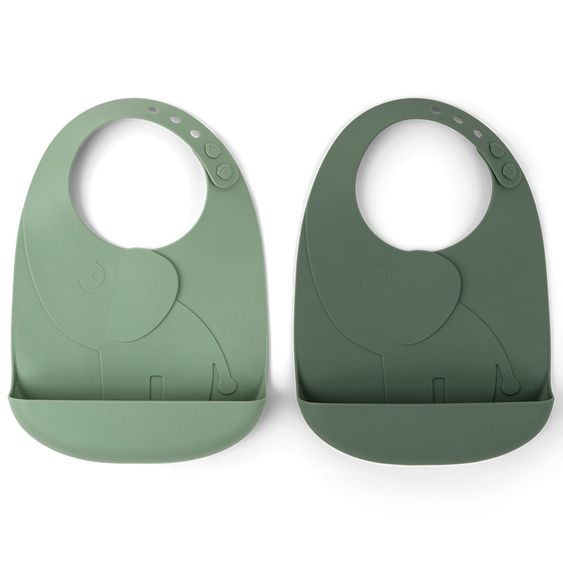 Done by Deer 2pcs Silicone Bib Set - Pekaboo - Elphee - Green