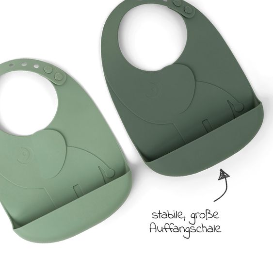 Done by Deer 2pcs Silicone Bib Set - Pekaboo - Elphee - Green