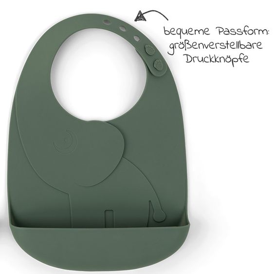 Done by Deer 2pcs Silicone Bib Set - Pekaboo - Elphee - Green