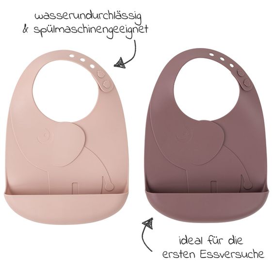 Done by Deer 2pcs Silicone Bib Set - Pekaboo - Elphee - Pink