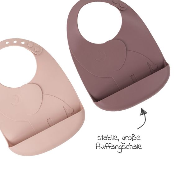 Done by Deer 2pcs Silicone Bib Set - Pekaboo - Elphee - Pink