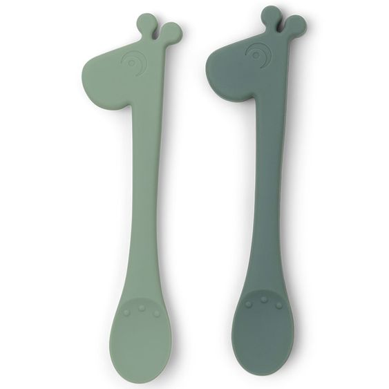 Done by Deer 2 pcs Silicone Spoon - Pekaboo - Raffi - Green