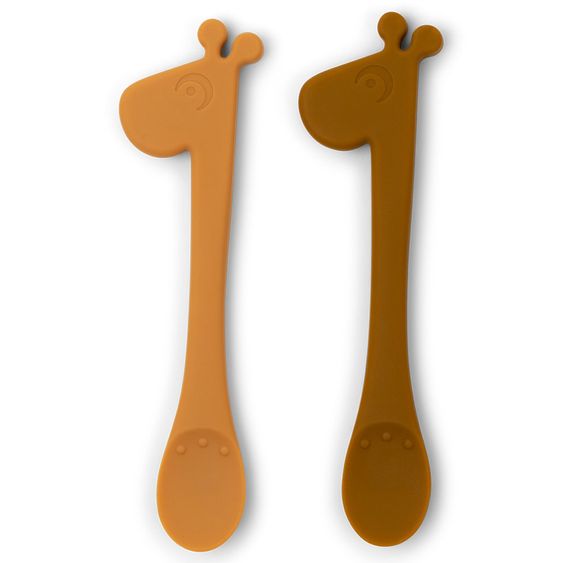 Done by Deer 2 pcs silicone spoon - Pekaboo - Raffi - Mustard