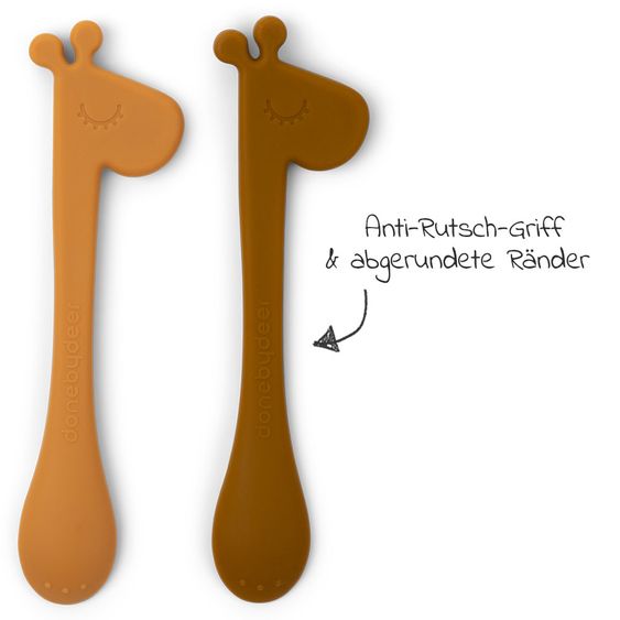 Done by Deer 2 pcs silicone spoon - Pekaboo - Raffi - Mustard