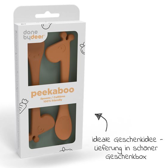 Done by Deer 2 pcs silicone spoon - Pekaboo - Raffi - Mustard