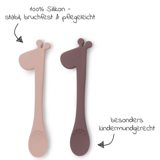 Done by Deer 2 pcs Silicone Spoon - Pekaboo - Raffi - Pink