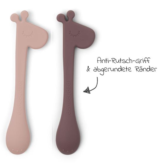 Done by Deer 2 pcs Silicone Spoon - Pekaboo - Raffi - Pink