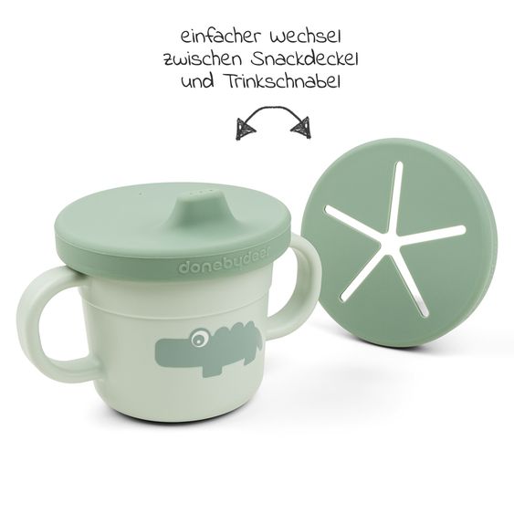 Done by Deer 2in1 Schnabeltasse & Snackbecher Foodie - Croco - Grün