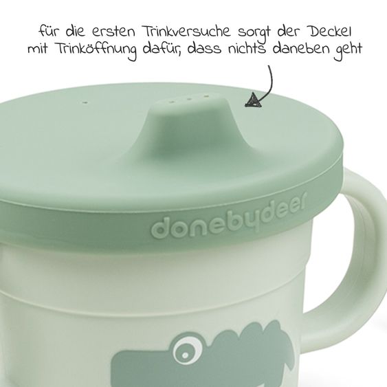 Done by Deer 2in1 Schnabeltasse & Snackbecher Foodie - Croco - Grün