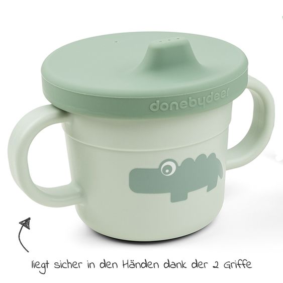 Done by Deer 2in1 Schnabeltasse & Snackbecher Foodie - Croco - Grün